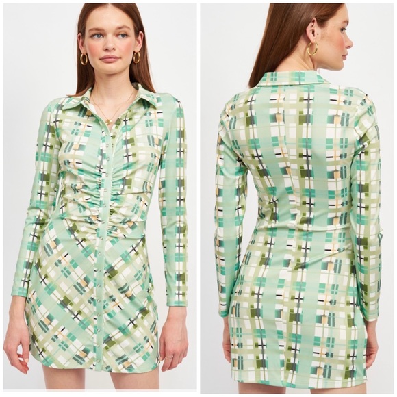 FEW LEFT❗️EMORY PARK Fitted Mixed Print Long Sleeves Dress - Picture 3 of 5